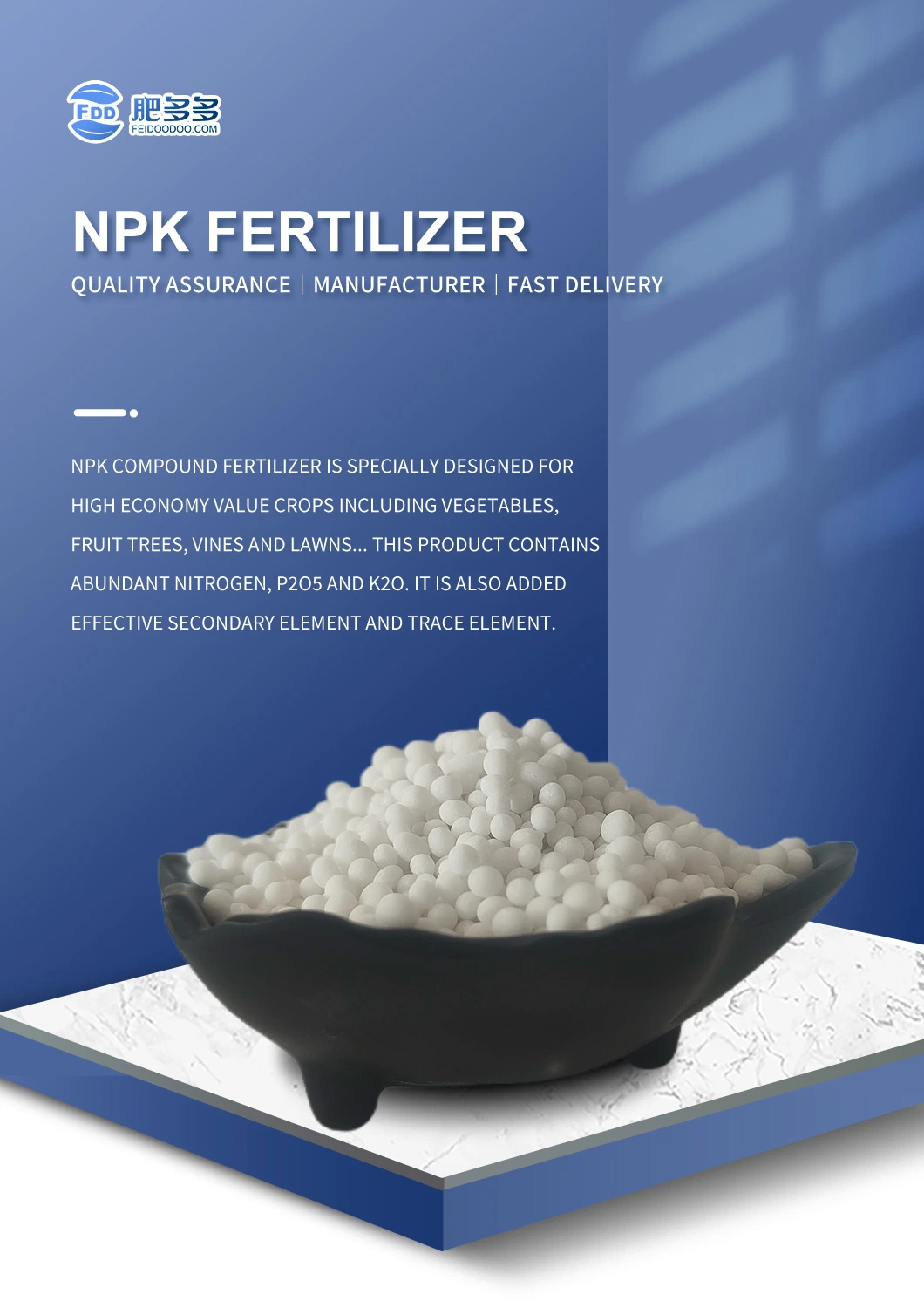 Factory Price Granular Water Soluble Chemical Compound NPK Fertilizer with NPK15-15-15/ 17-17-17/NPK12-12-17+2MGO/NPK16-16-8